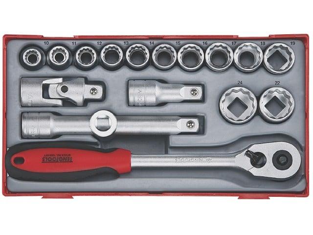 18 dele Topnøglesæt. Med 1/2" â¡-fatning Teng Tools TT1218