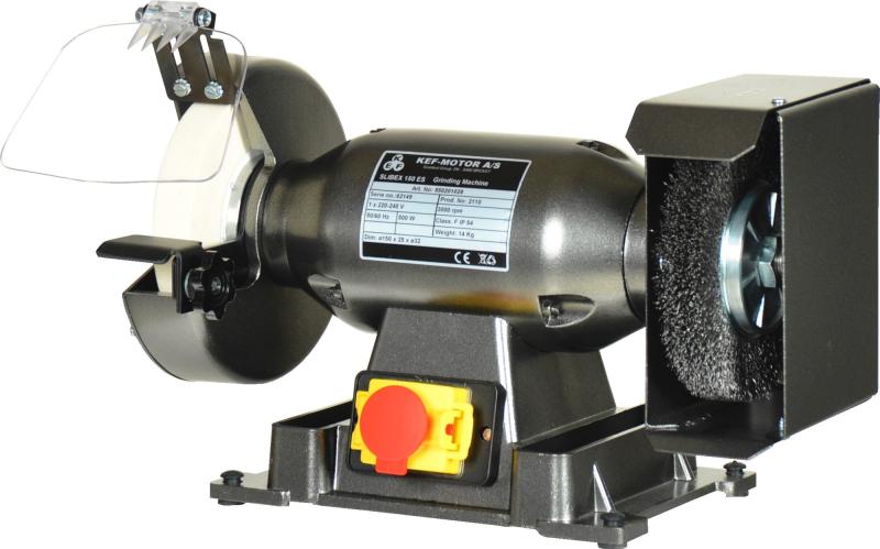 Bænksliber Slibex 150 S 1x230V med stålbørste og slibeskive 150x25xø32 mm